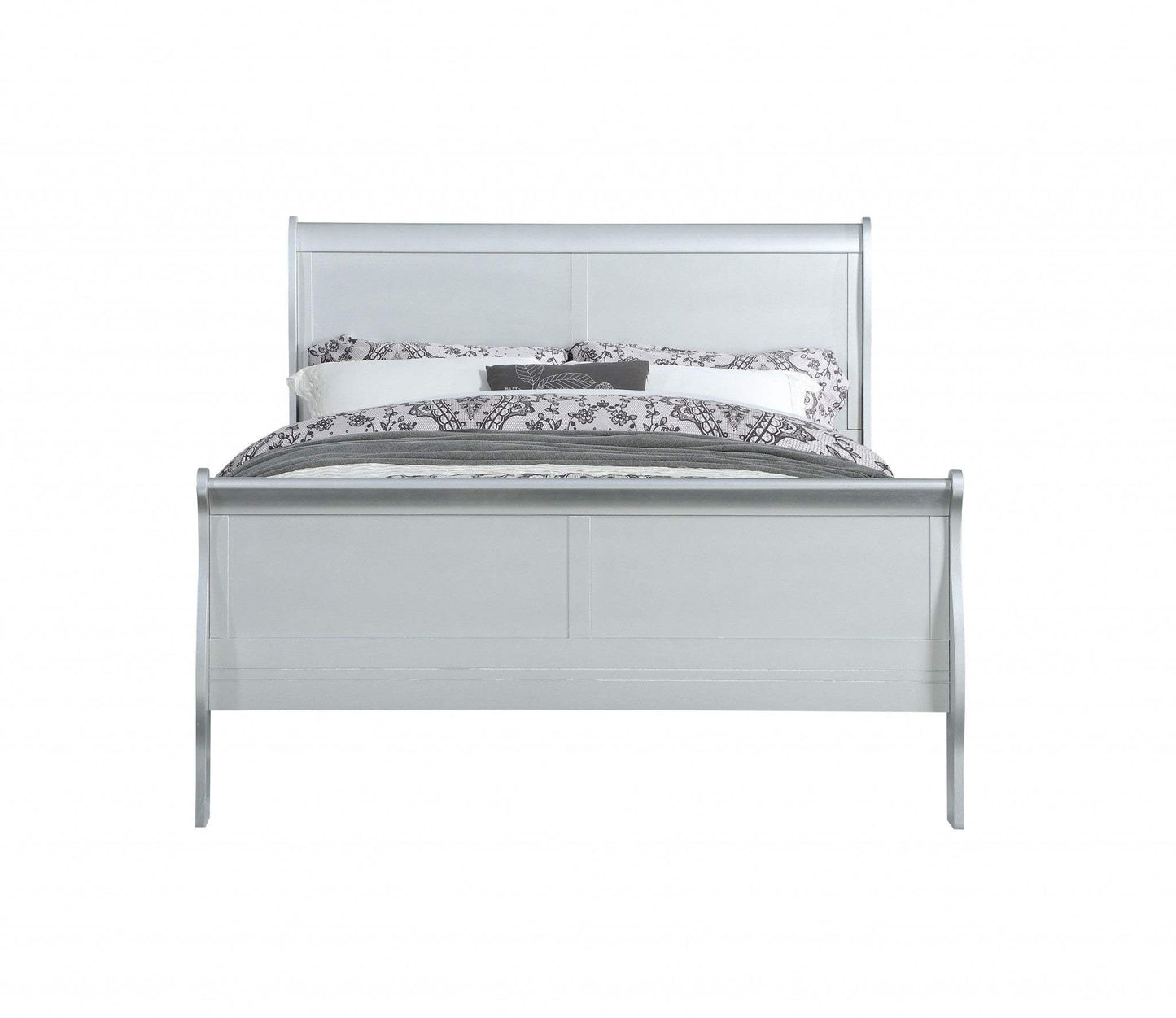 King Silver Sleigh Bed - Homeroots - Flyclothing LLC