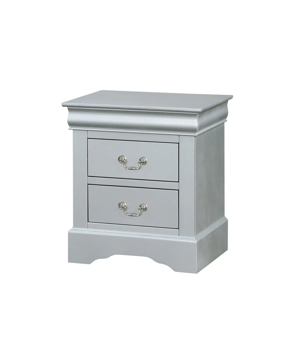 24" Platinum Two Drawers Nightstand - Homeroots
