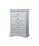 15" White Solid Wood Five Drawer Lingerie Chest - Homeroots