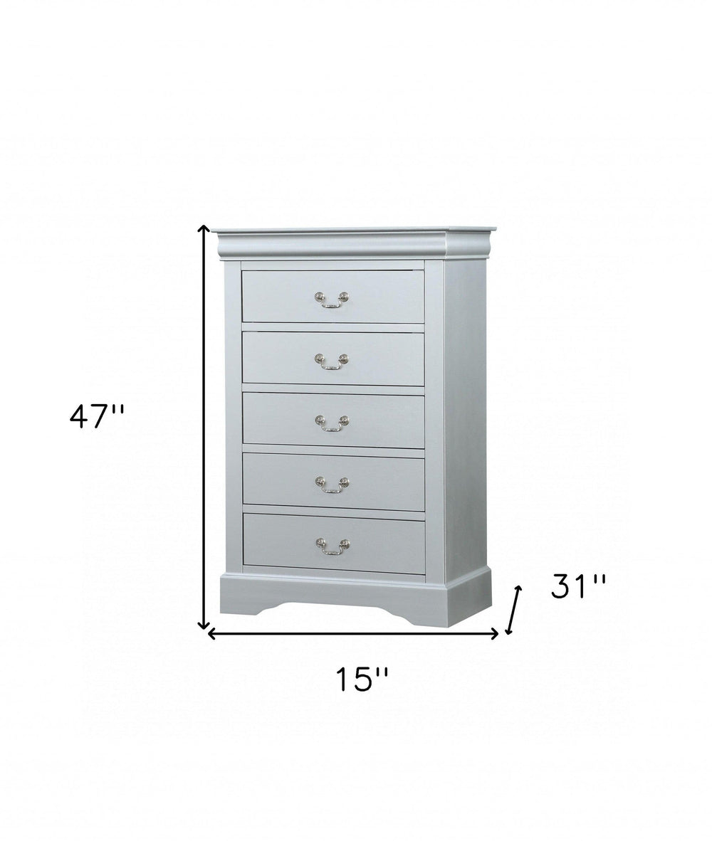 15" White Solid Wood Five Drawer Lingerie Chest - Homeroots - Flyclothing LLC