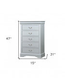 15" White Solid Wood Five Drawer Lingerie Chest - Homeroots - Flyclothing LLC