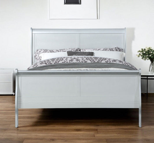 Solid Wood Off White Bed