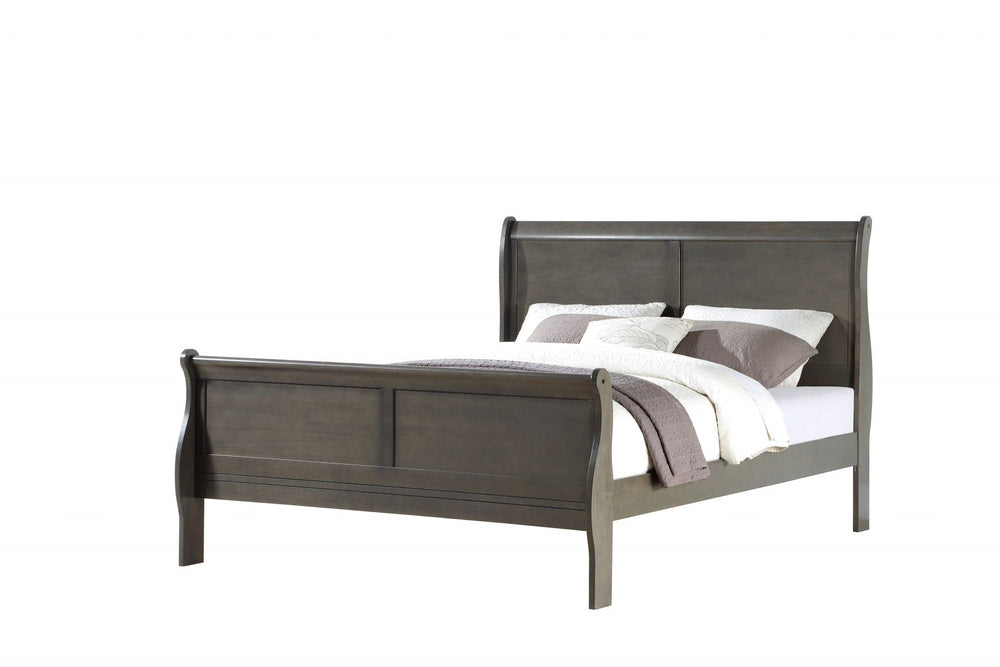 Dark Gray King Sleigh Bed - Homeroots