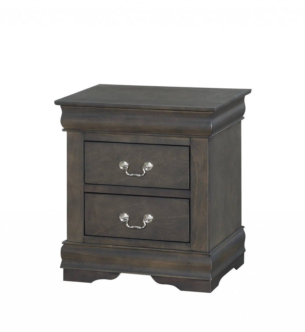 24" Gray Two Drawers Nightstand - Homeroots