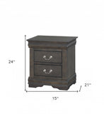 24" Gray Two Drawers Nightstand - Homeroots - Flyclothing LLC