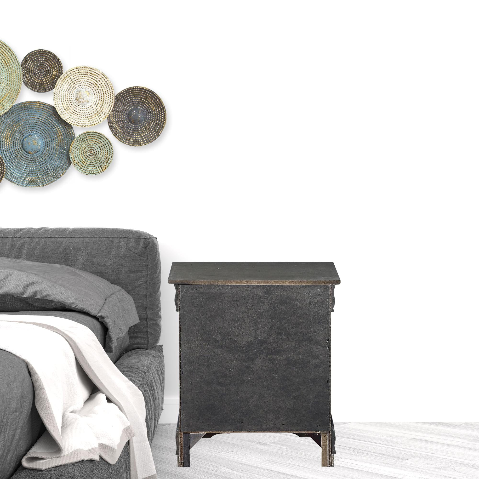 24" Gray Two Drawers Nightstand - Homeroots - Flyclothing LLC