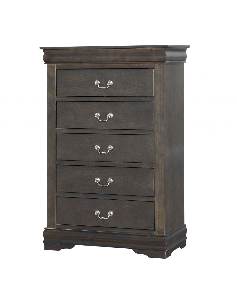 15" Light Brown Solid Wood Five Drawer Lingerie Chest - Homeroots