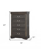 15" Light Brown Solid Wood Five Drawer Lingerie Chest - Homeroots