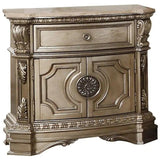 29" Champagne One Drawer Faux Marble and Solid Wood Nightstand With Storage - Homeroots
