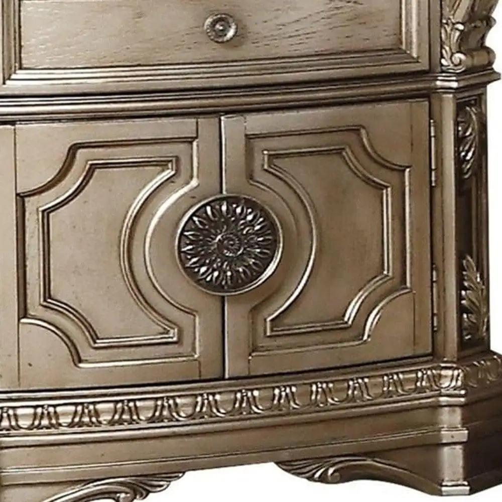 29" Champagne One Drawer Faux Marble and Solid Wood Nightstand With Storage - Homeroots - Flyclothing LLC