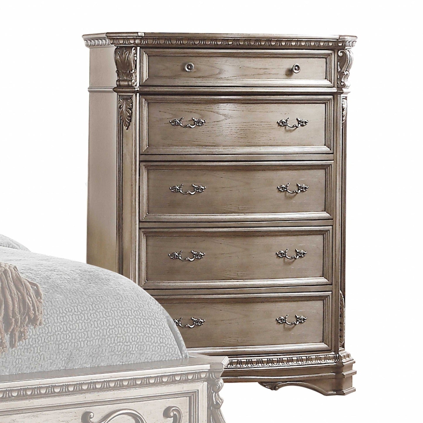 20" X 42" X 56" Antique Champagne Wood Poly Resin Chest - Homeroots - Flyclothing LLC