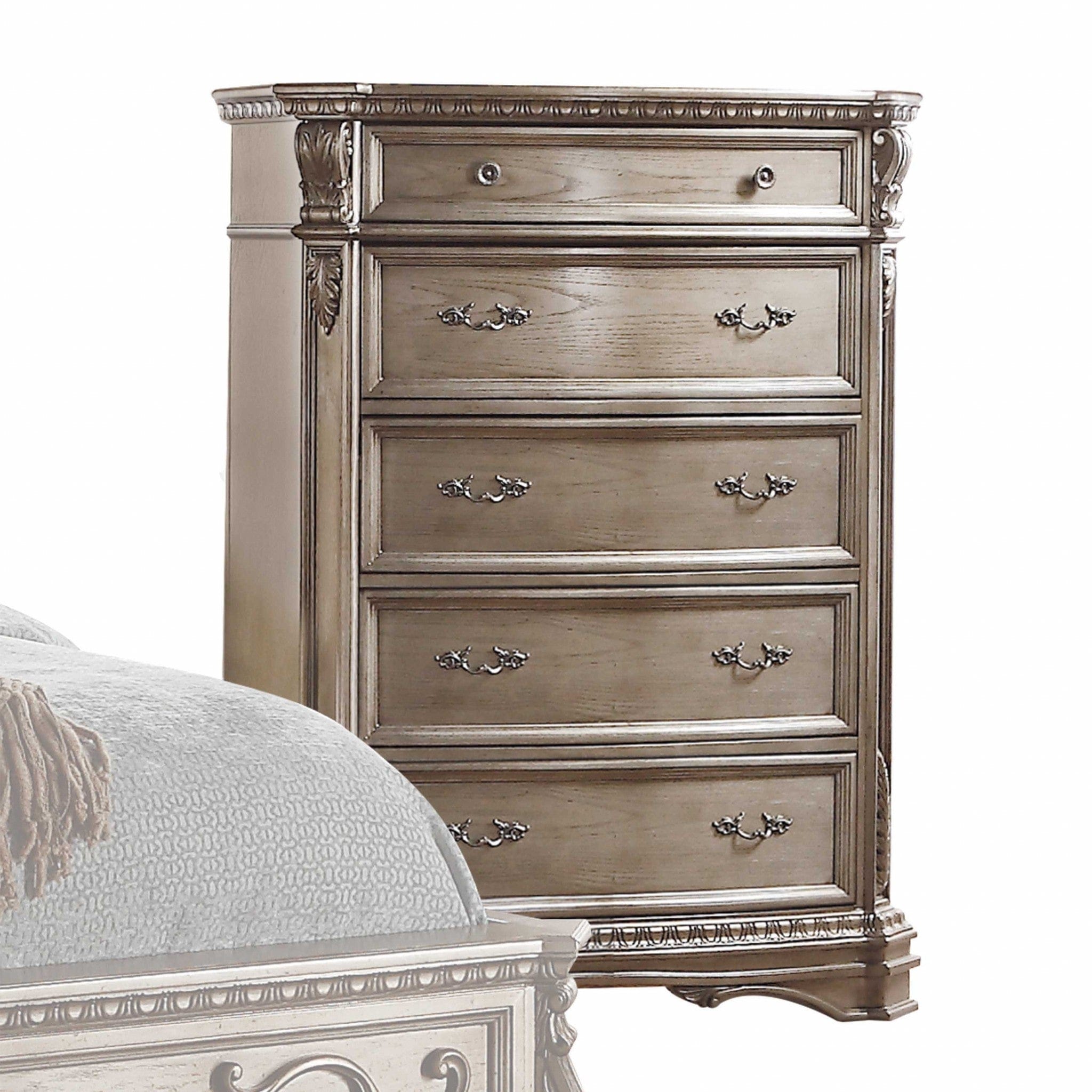 20" X 42" X 56" Antique Champagne Wood Poly Resin Chest - Homeroots - Flyclothing LLC