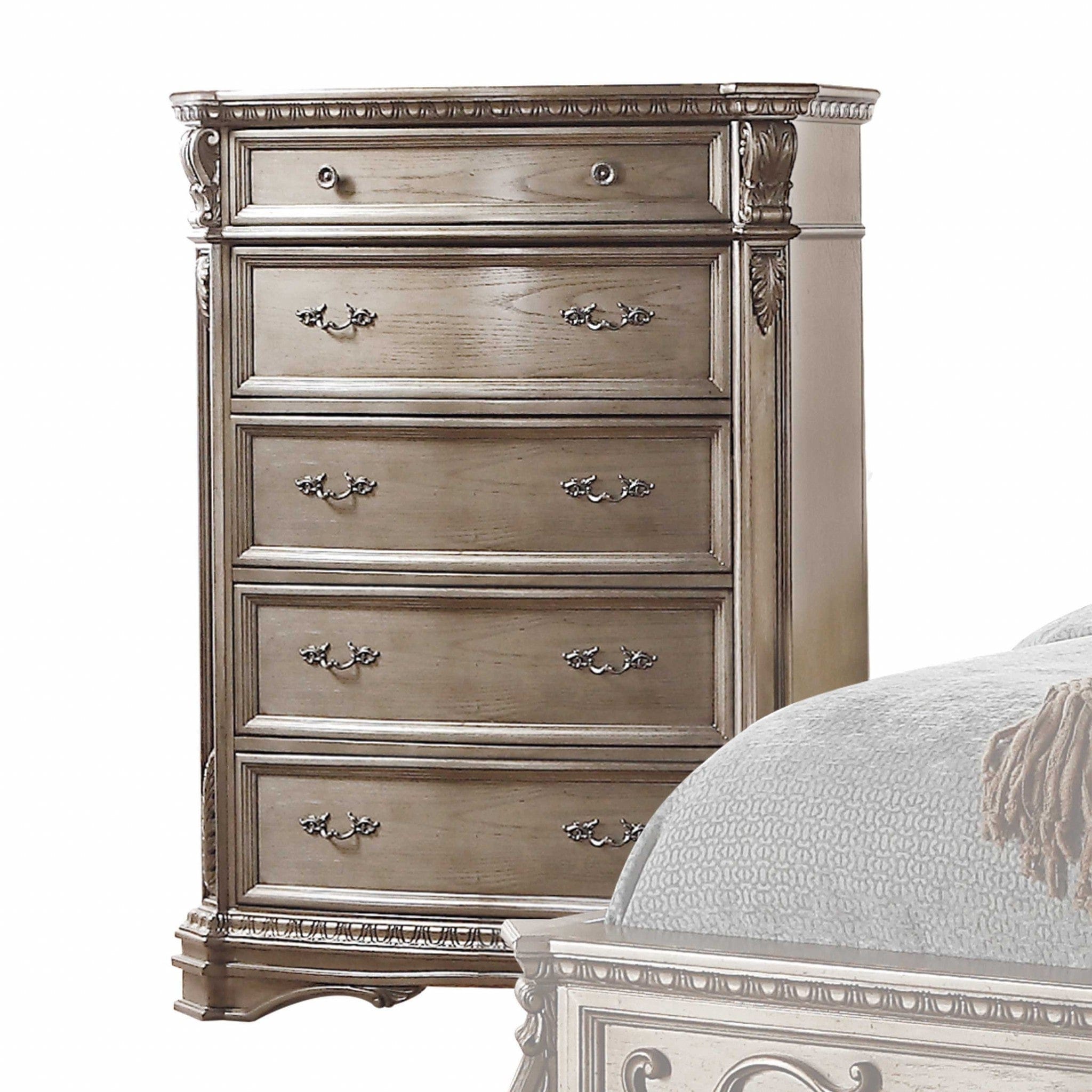 20" X 42" X 56" Antique Champagne Wood Poly Resin Chest - Homeroots - Flyclothing LLC