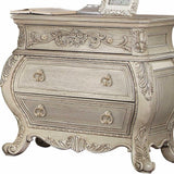 34" Antiqued White Three Drawers Solid Wood Nightstand - Homeroots