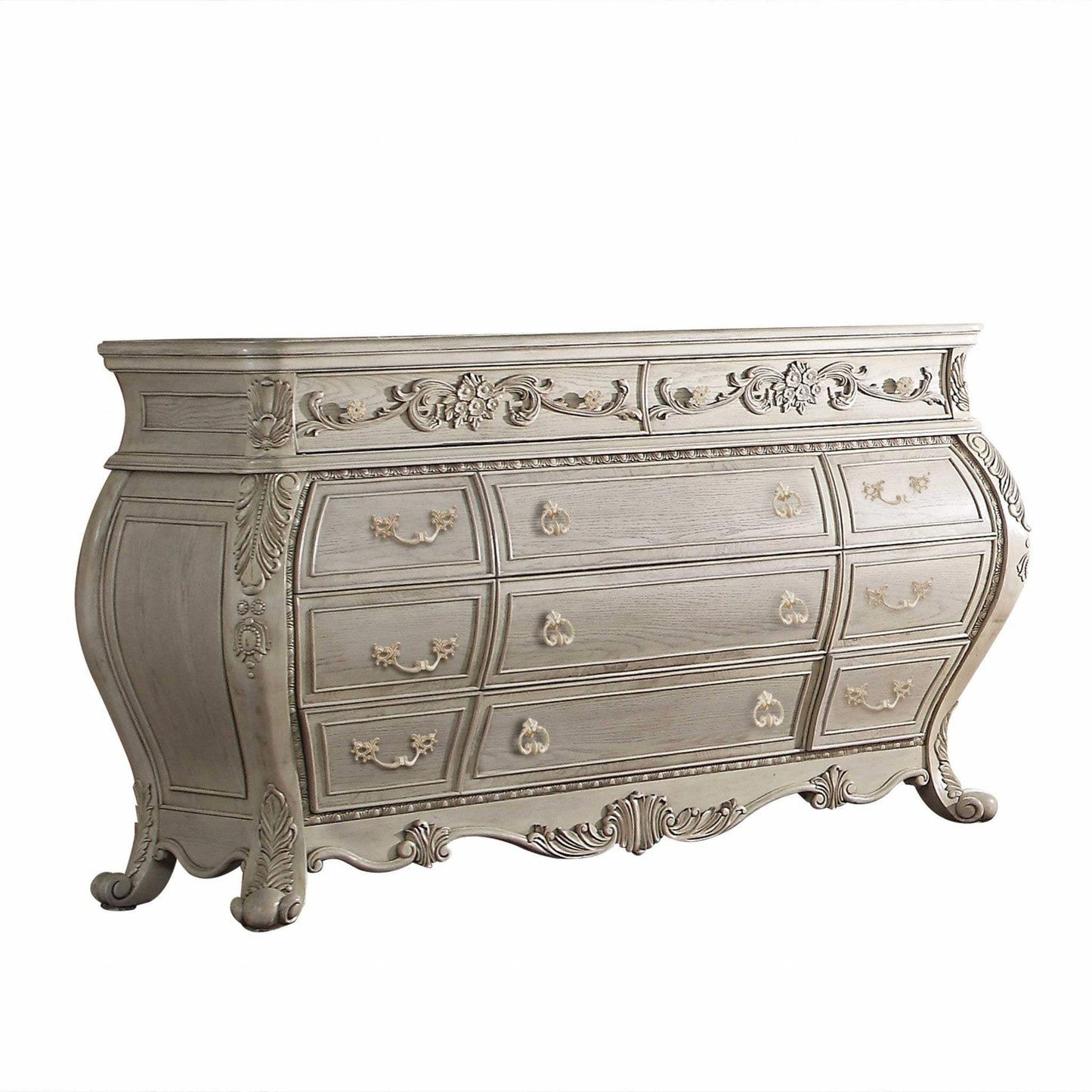 23" Off White Solid Wood Nine Drawer Double Dresser - Homeroots - Flyclothing LLC