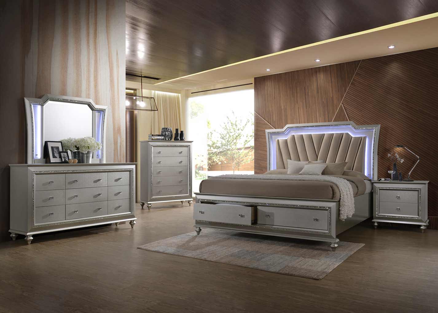 30" Champagne Mirrored Nightstand - Homeroots - Flyclothing LLC