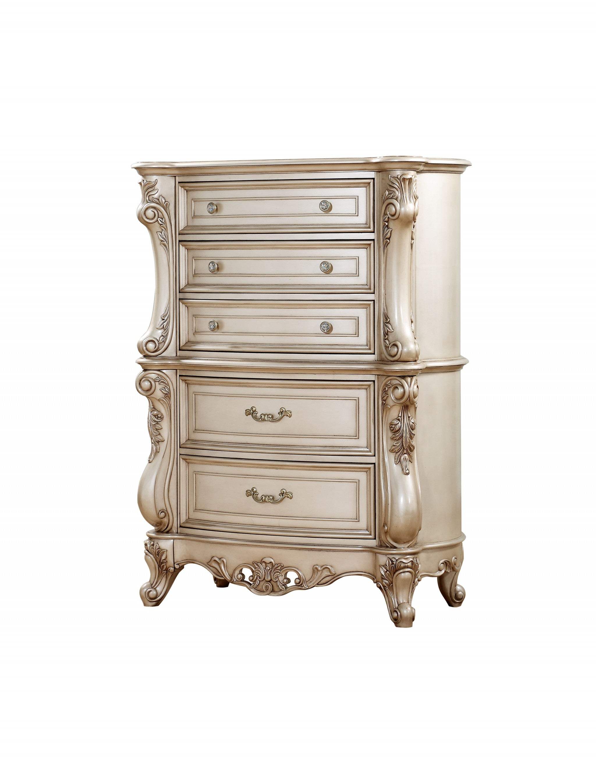 21" X 42" X 56" Antique White Wood Chest - Homeroots - Flyclothing LLC