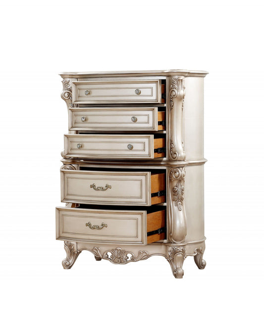 21" X 42" X 56" Antique White Wood Chest - Homeroots