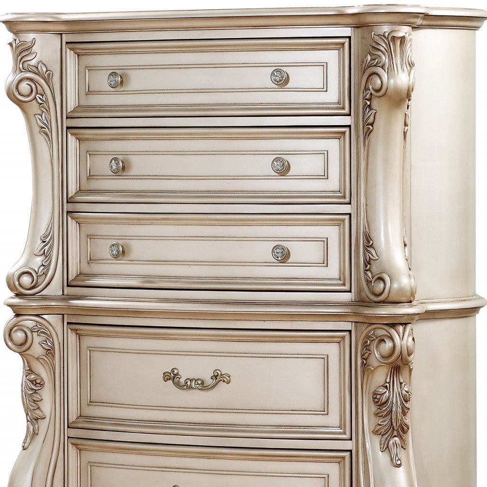 21" X 42" X 56" Antique White Wood Chest - Homeroots