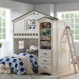 43" X 80" X 88" Weathered White Washed Gray Wood Loft Bed (Twin Size) - Homeroots - Flyclothing LLC