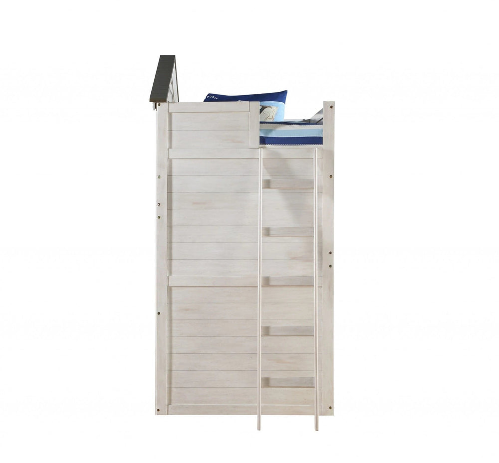 43" X 80" X 88" Weathered White Washed Gray Wood Loft Bed (Twin Size) - Homeroots - Flyclothing LLC