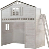 43" X 80" X 88" Weathered White Washed Gray Wood Loft Bed (Twin Size) - Homeroots - Flyclothing LLC