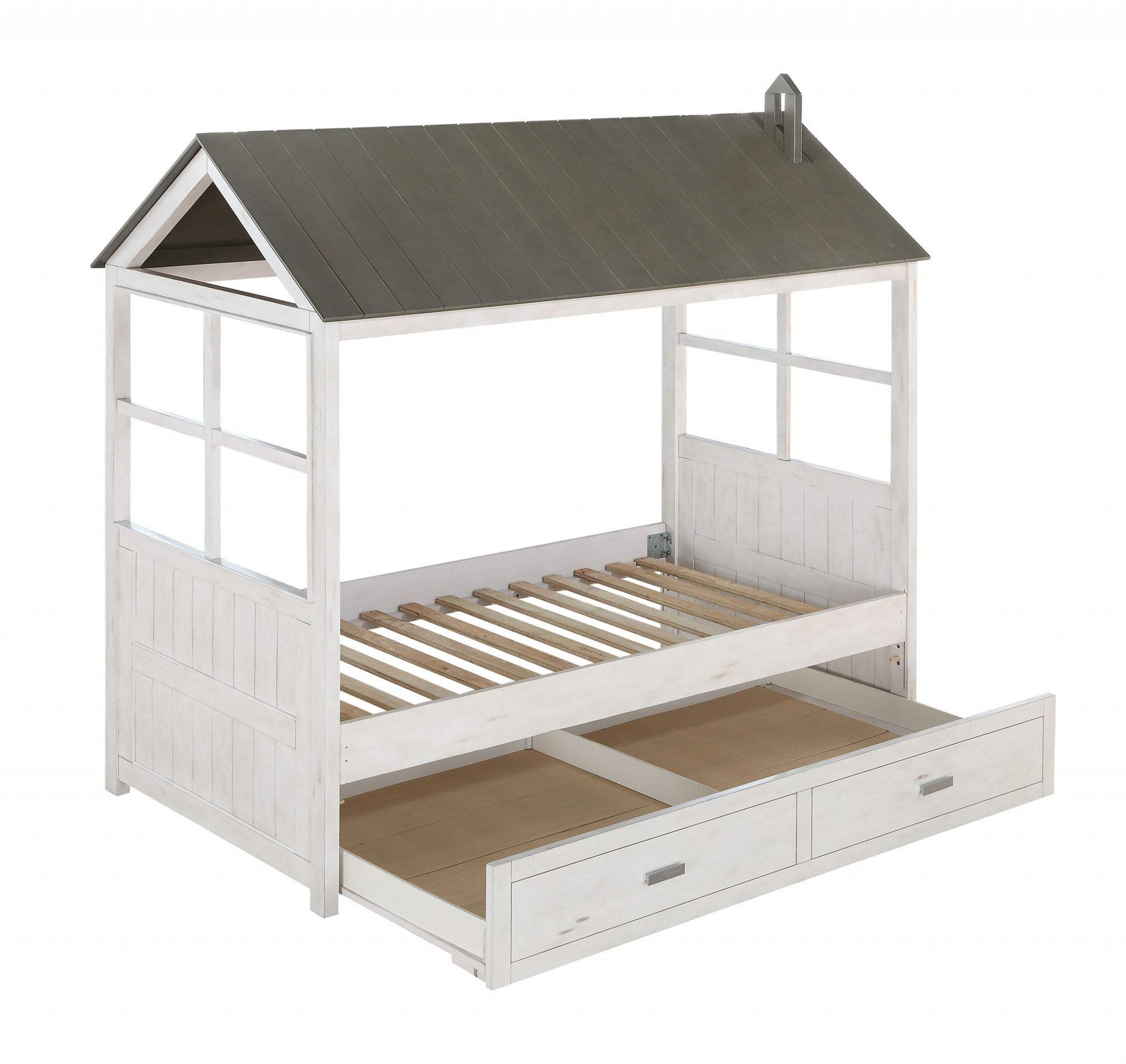 Twin White Two Drawers Bed - Homeroots - Flyclothing LLC