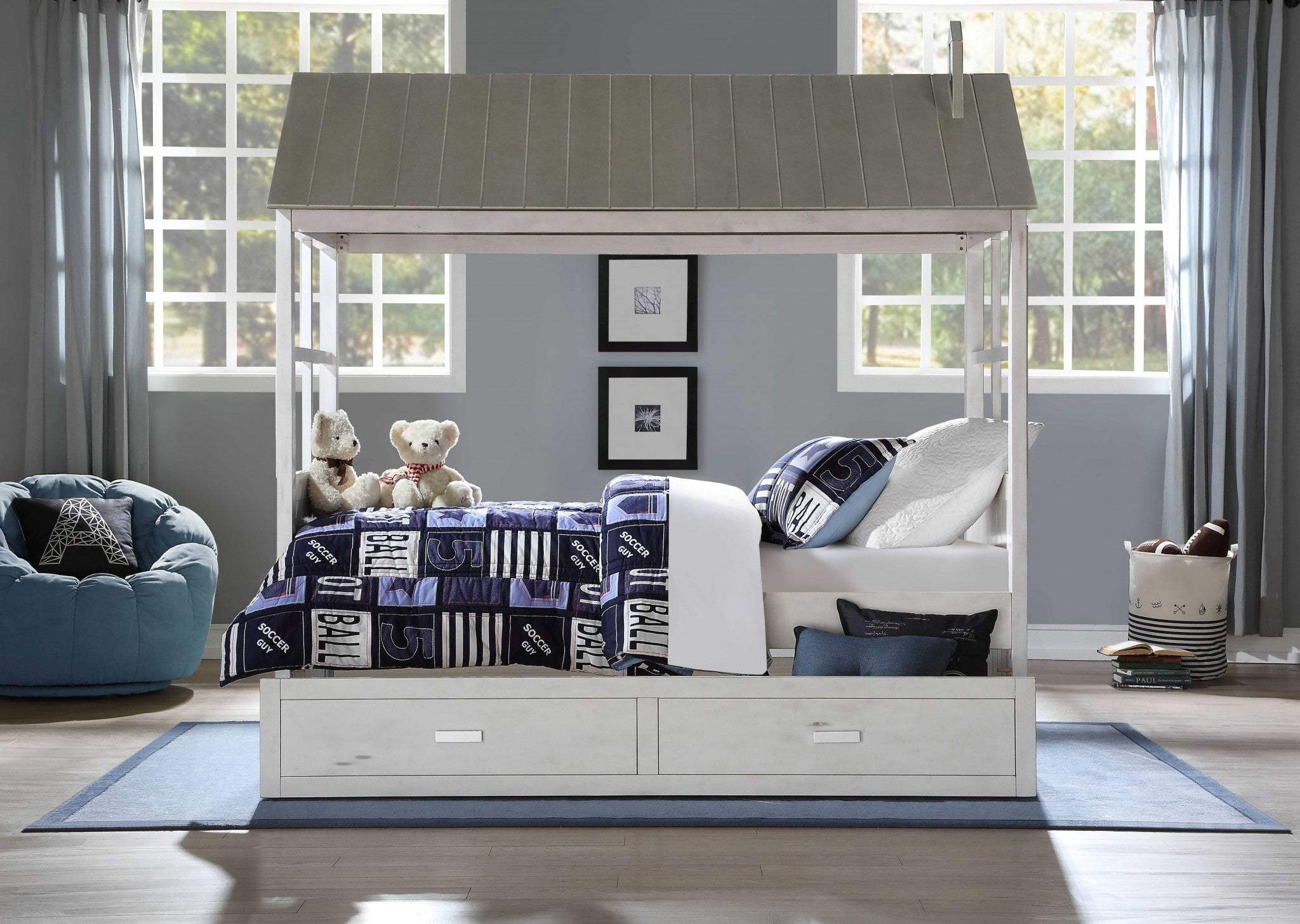 Twin White Two Drawers Bed - Homeroots - Flyclothing LLC