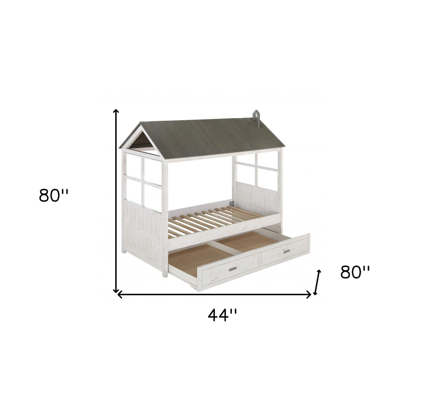 Twin White Two Drawers Bed - Homeroots - Flyclothing LLC