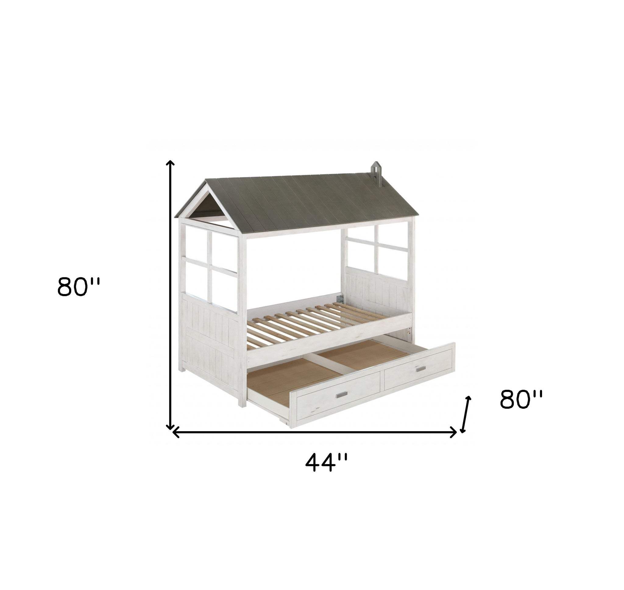 Twin White Two Drawers Bed - Homeroots - Flyclothing LLC