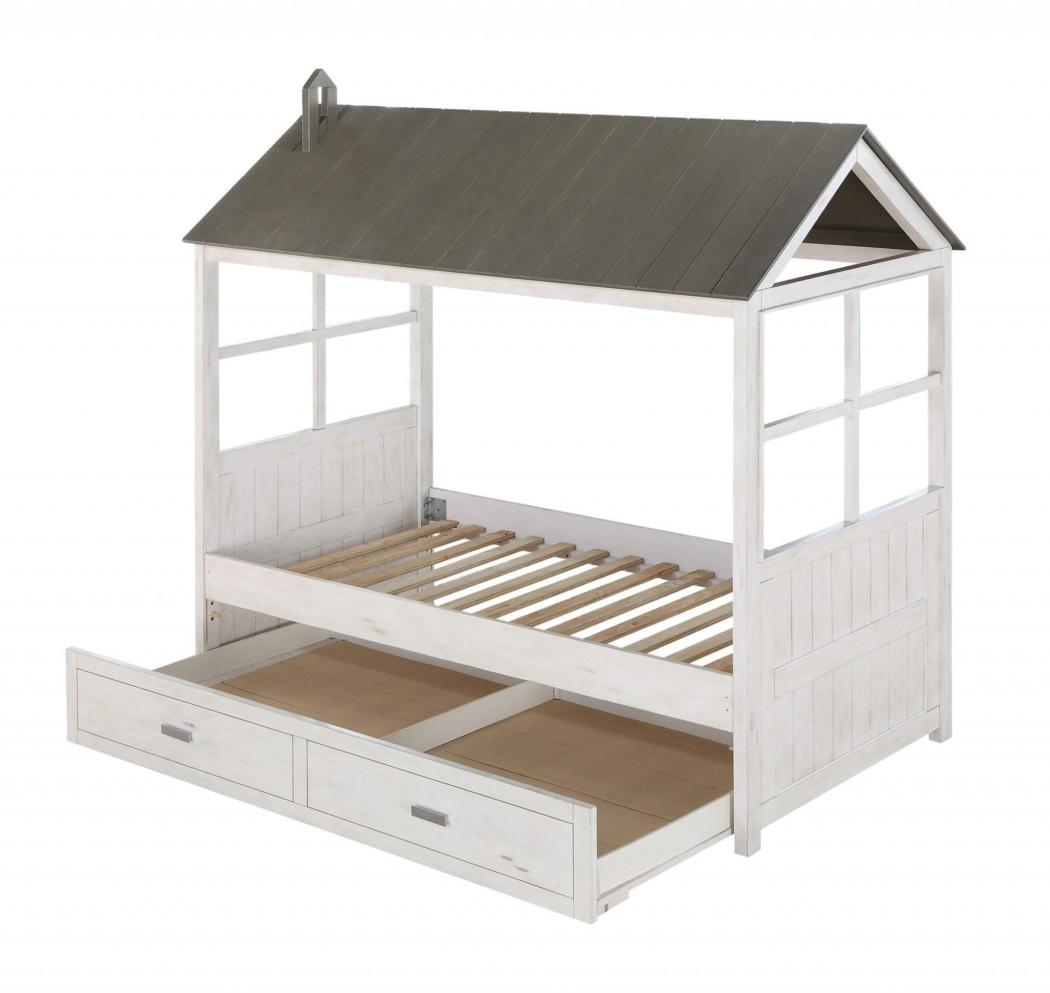 Twin White Two Drawers Bed - Homeroots - Flyclothing LLC