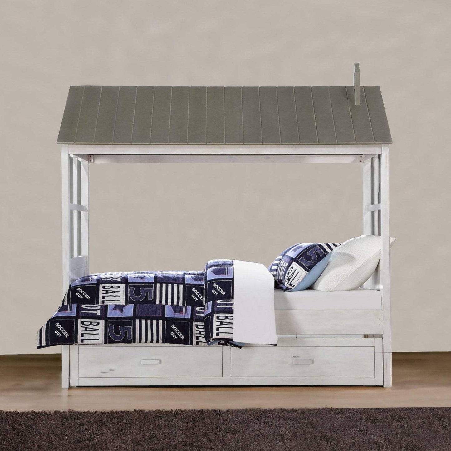 Twin White Two Drawers Bed - Homeroots - Flyclothing LLC