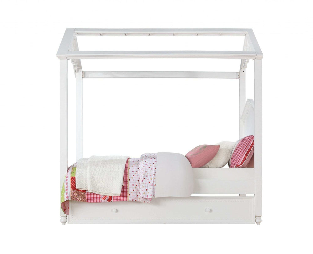 Twin White Canopy Bed - Homeroots - Flyclothing LLC