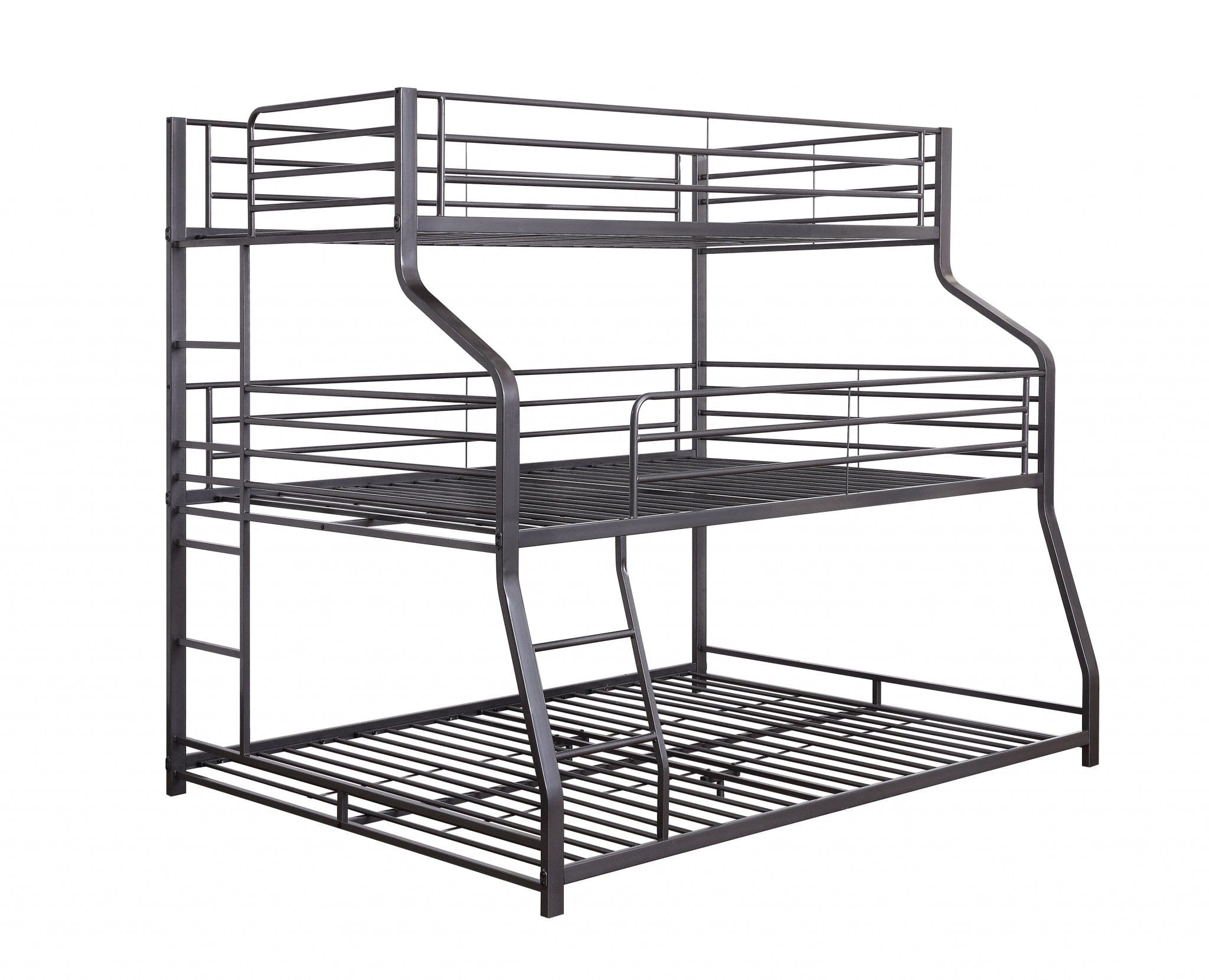 62" X 83" X 74" Gunmetal Metal Triple Bunk Bed  Twinfullqueen - Homeroots