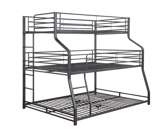 62" X 83" X 74" Gunmetal Metal Triple Bunk Bed  Twinfullqueen - Homeroots