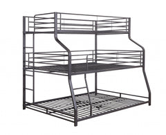 62" X 83" X 74" Gunmetal Metal Triple Bunk Bed  Twinfullqueen - Homeroots