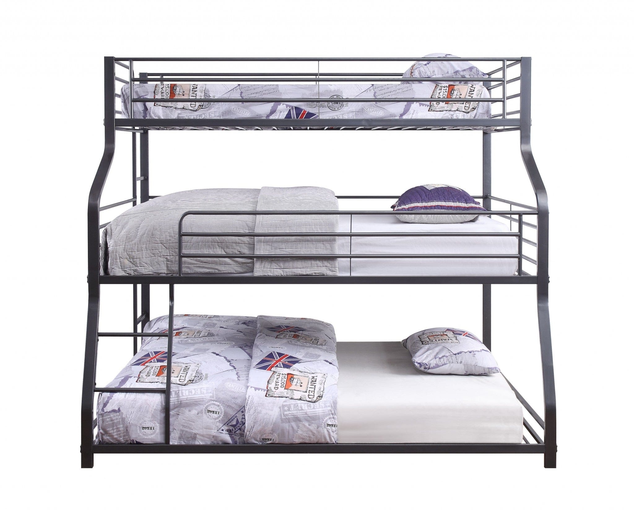 62" X 83" X 74" Gunmetal Metal Triple Bunk Bed  Twinfullqueen - Homeroots