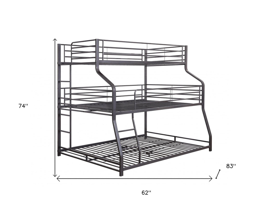 62" X 83" X 74" Gunmetal Metal Triple Bunk Bed Twinfullqueen - Homeroots - Flyclothing LLC