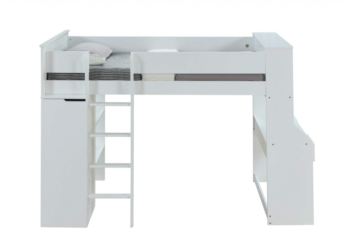 45" X 92" X 66" White Wood Veneer (Laminated) Loft Bed - Homeroots - Flyclothing LLC