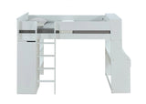 45" X 92" X 66" White Wood Veneer (Laminated) Loft Bed - Homeroots