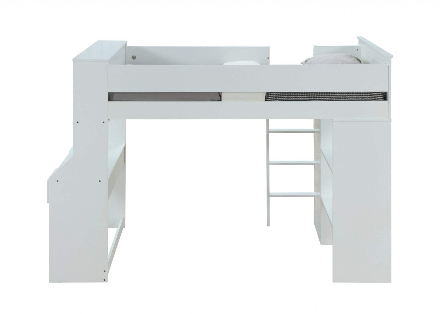 45" X 92" X 66" White Wood Veneer (Laminated) Loft Bed - Homeroots - Flyclothing LLC