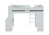 45" X 92" X 66" White Wood Veneer (Laminated) Loft Bed - Homeroots - Flyclothing LLC