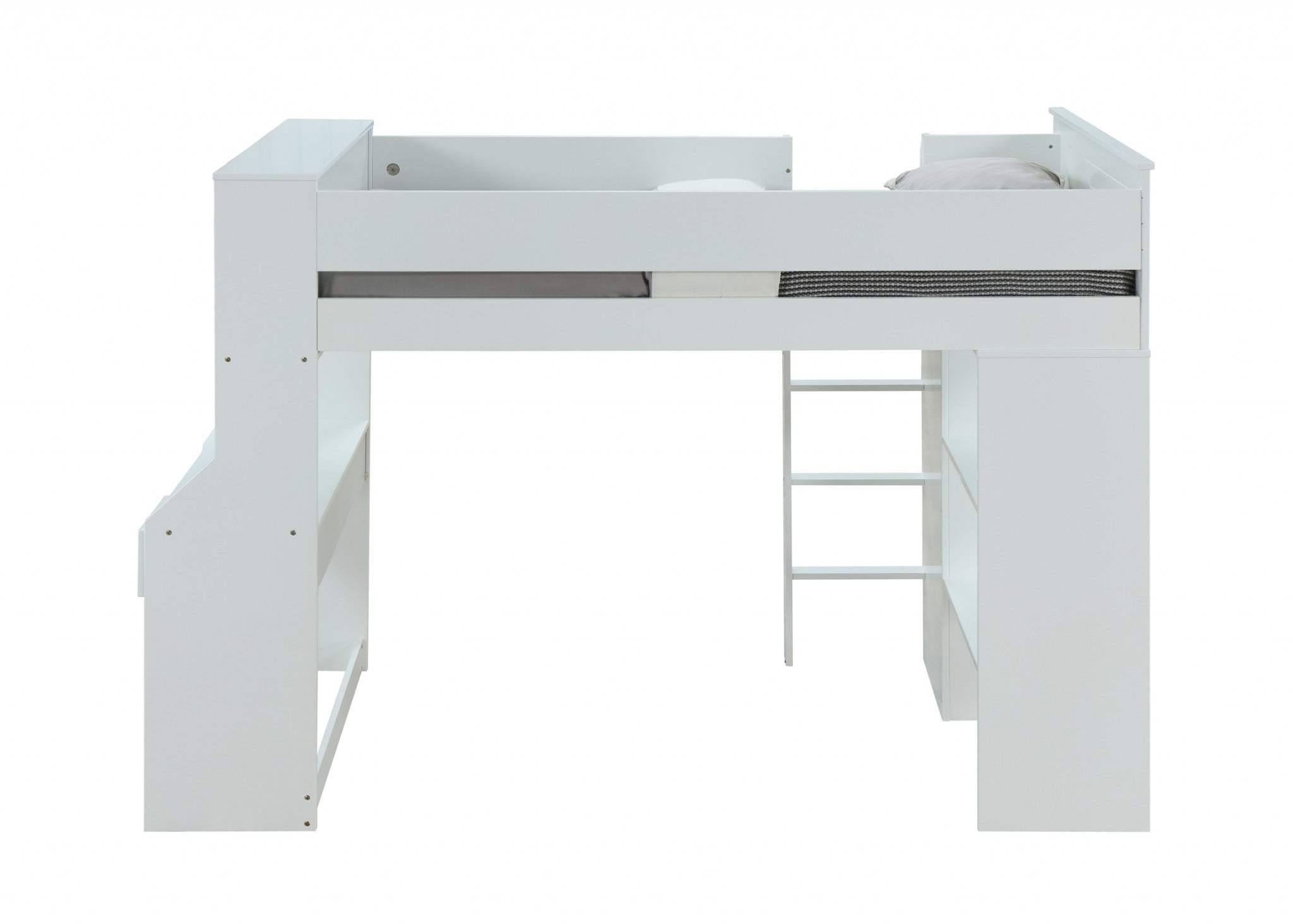 45" X 92" X 66" White Wood Veneer (Laminated) Loft Bed - Homeroots - Flyclothing LLC