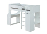 45" X 92" X 66" White Wood Veneer (Laminated) Loft Bed - Homeroots - Flyclothing LLC