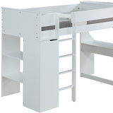 45" X 92" X 66" White Wood Veneer (Laminated) Loft Bed - Homeroots - Flyclothing LLC