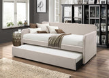 Twin Light Gray And White Upholstered Linen Bed - Homeroots