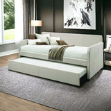 Twin Light Gray And White Upholstered Linen Bed - Homeroots