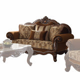69" Brown Damask Chesterfield Loveseat and Toss Pillows - Homeroots - Flyclothing LLC