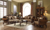 69" Brown Damask Chesterfield Loveseat and Toss Pillows - Homeroots - Flyclothing LLC