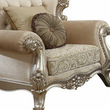39" Champagne Fabric Damask Chair and a Half And Toss Pillows - Homeroots - Flyclothing LLC